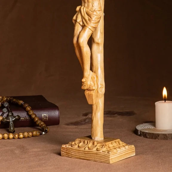 Christ Crucifixion Wood Carving, Religious Catholic Statue, Wooden Religious Gifts, Catholic Prayer Wooden Christ Crucifixes Prayer