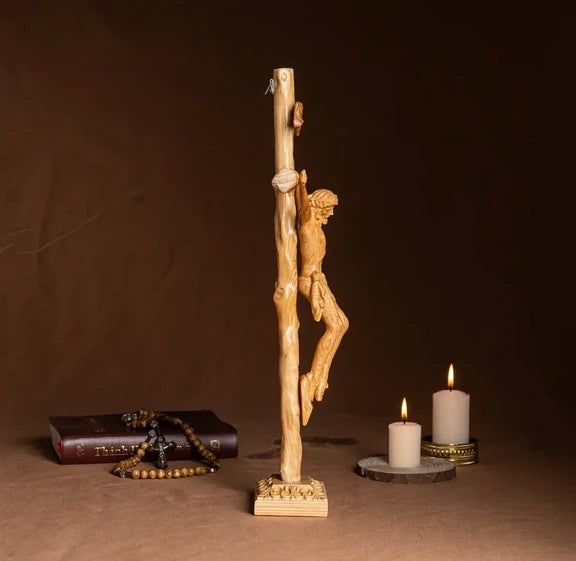 Christ Crucifixion Wood Carving, Religious Catholic Statue, Wooden Religious Gifts, Catholic Prayer Wooden Christ Crucifixes Prayer
