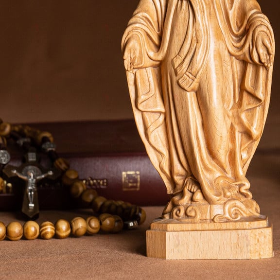 The wooden statue of Our Lady of Grace, Mary Statue mini 5.9in / 7.9in/ 11.8in