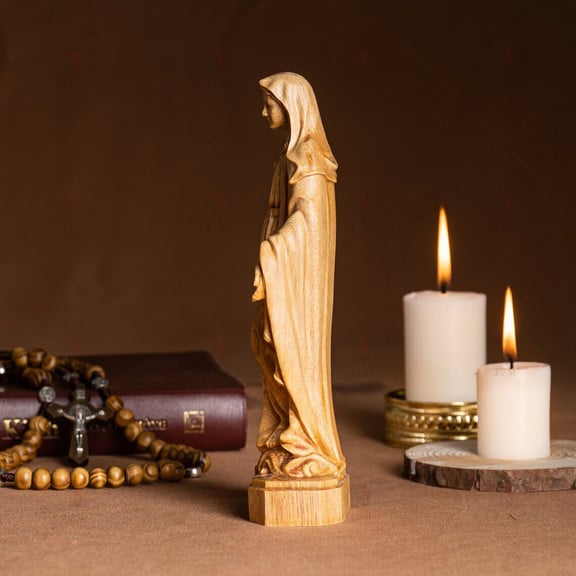 The wooden statue of Our Lady of Grace, Mary Statue mini 5.9in / 7.9in/ 11.8in