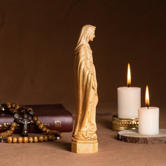 The wooden statue of Our Lady of Grace, Mary Statue mini 5.9in / 7.9in/ 11.8in