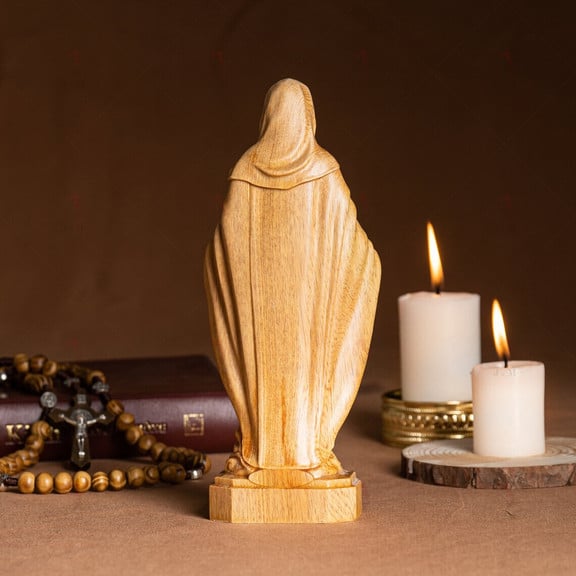 The wooden statue of Our Lady of Grace, Mary Statue mini 5.9in / 7.9in/ 11.8in