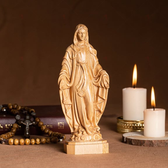 The wooden statue of Our Lady of Grace, Mary Statue mini 5.9in / 7.9in/ 11.8in