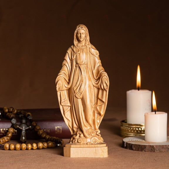 The wooden statue of Our Lady of Grace, Mary Statue mini 5.9in / 7.9in/ 11.8in