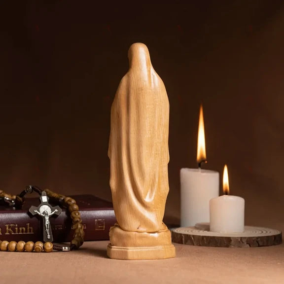 Our Lady of Lourdes, Virgin Mary Statue, Wooden Statue Of Mary mini 5.9"/ 7.9"/ 11.8"