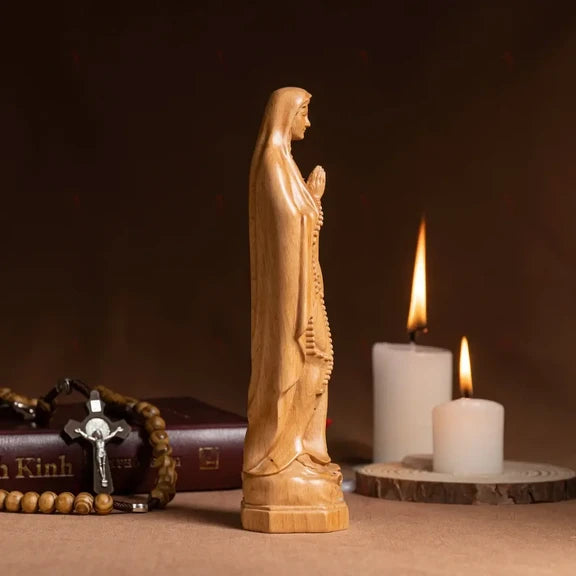 Our Lady of Lourdes, Virgin Mary Statue, Wooden Statue Of Mary mini 5.9"/ 7.9"/ 11.8"