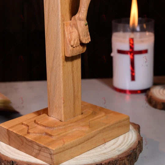 Christ Crucifixion Wood Carving, Religious Catholic Statue,Wooden Religious Gifts,Housewarming Gift,Wooden Christ Crucifixes & Prayer