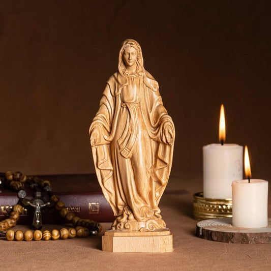 The wooden statue of Our Lady of Grace, Mary Statue mini 5.9in / 7.9in/ 11.8in