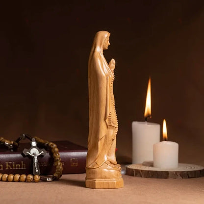 Our Lady of Lourdes, Virgin Mary Statue, Wooden Statue Of Mary mini 5.9"/ 7.9"/ 11.8"