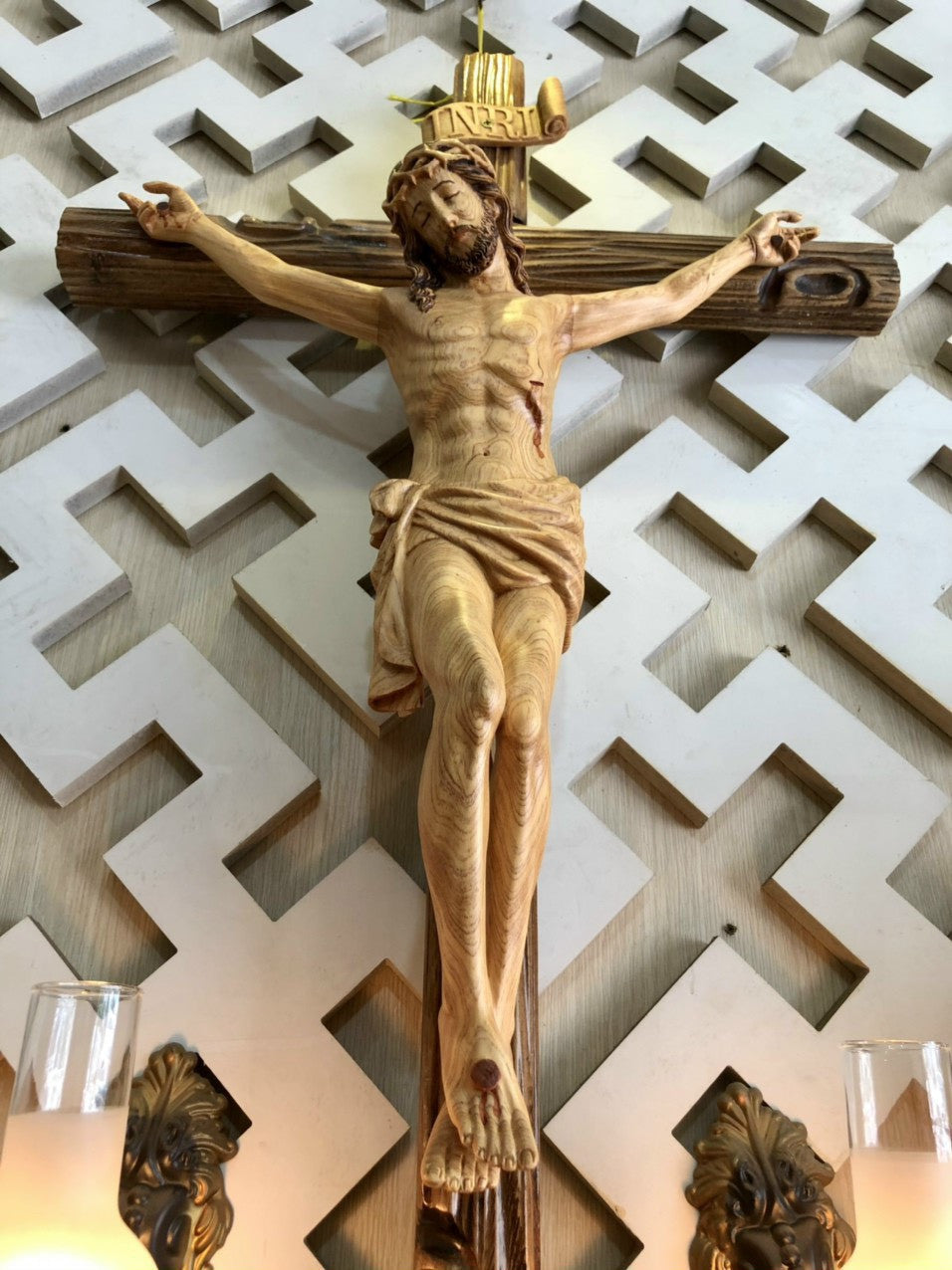 Handmade Crucifix Wall Cross, Wooden Hanging Crosses and Jesus, Religious Icon Housewarming Gift, Catholic Statue, Christian Gift,Home Decor