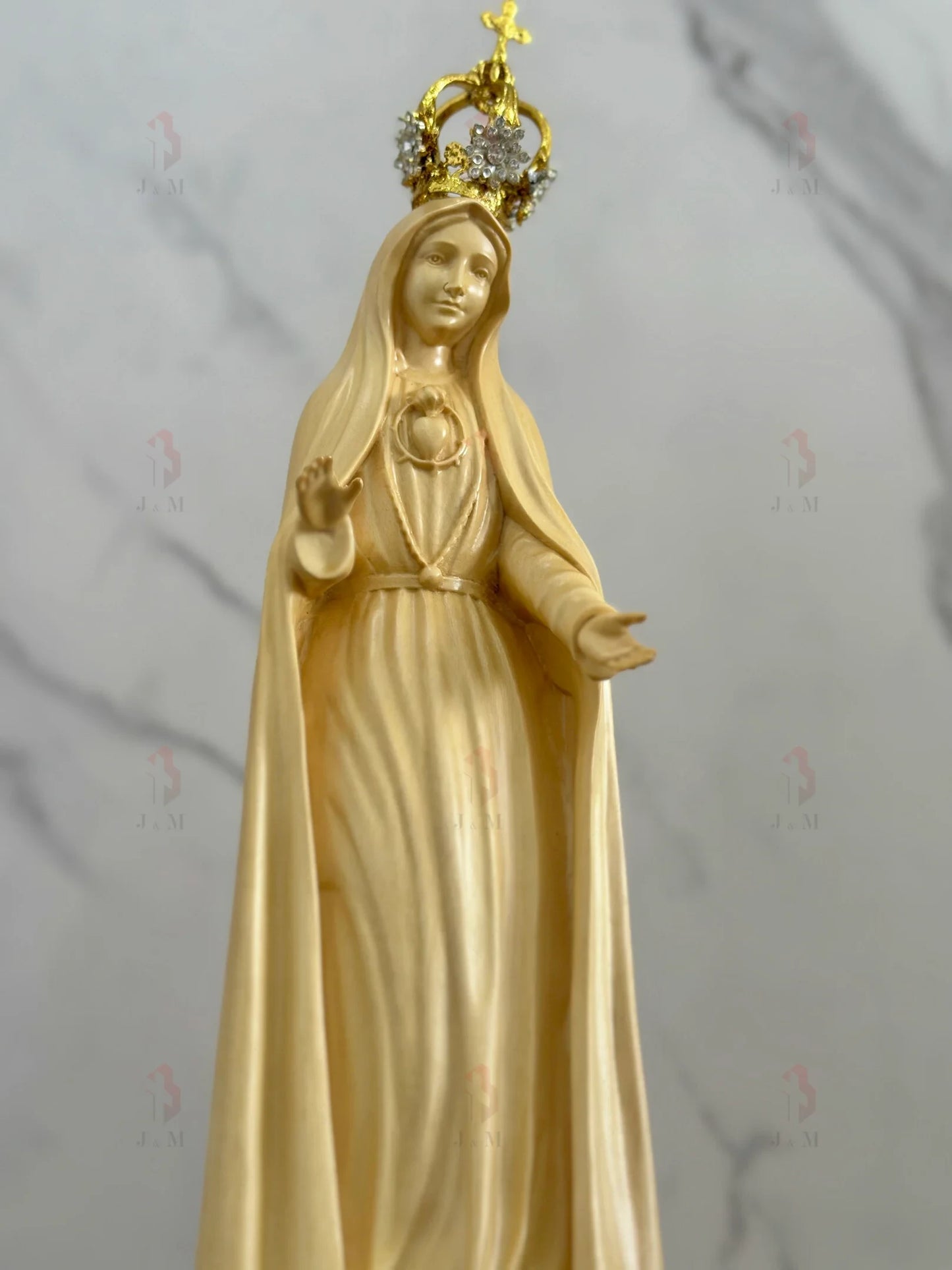 Wooden Statue of Our Lady of Fatima Handcrafted 11.8in (30cm)