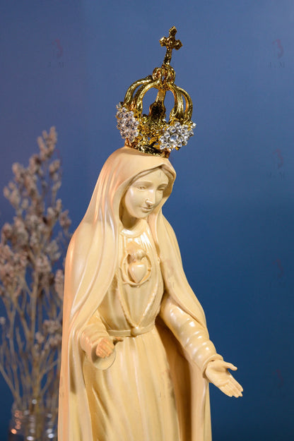 Wooden Statue of Our Lady of Fatima Handcrafted 11.8in (30cm)