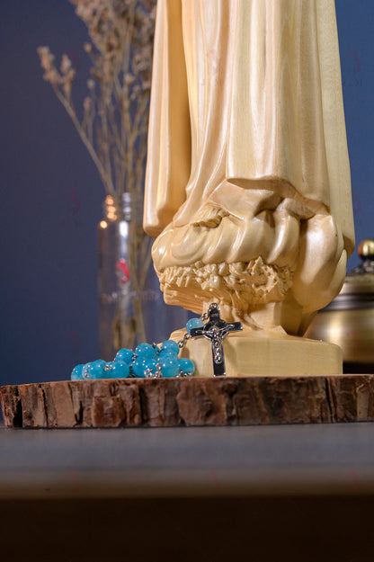 Wooden Statue of Our Lady of Fatima Handcrafted 11.8in (30cm)