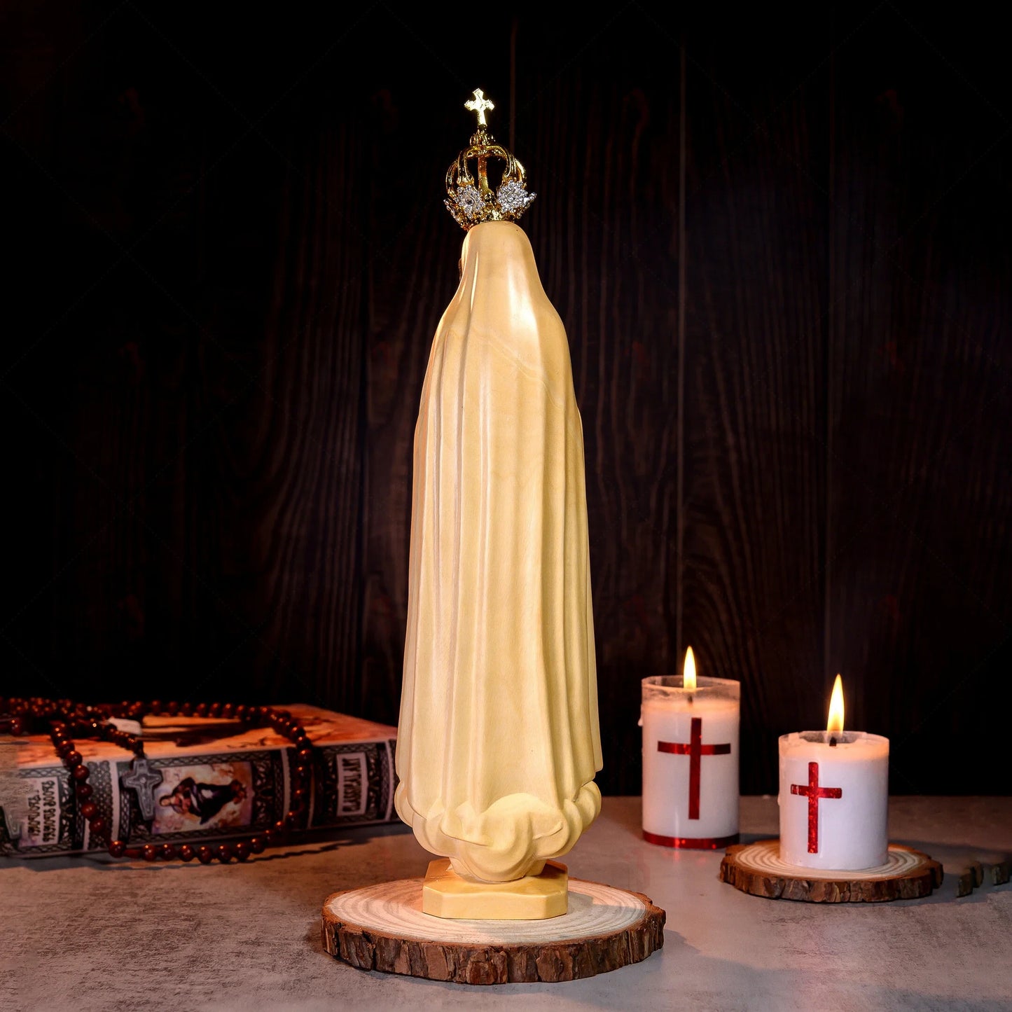 Wooden Statue of Our Lady of Fatima Handcrafted 11.8in (30cm)