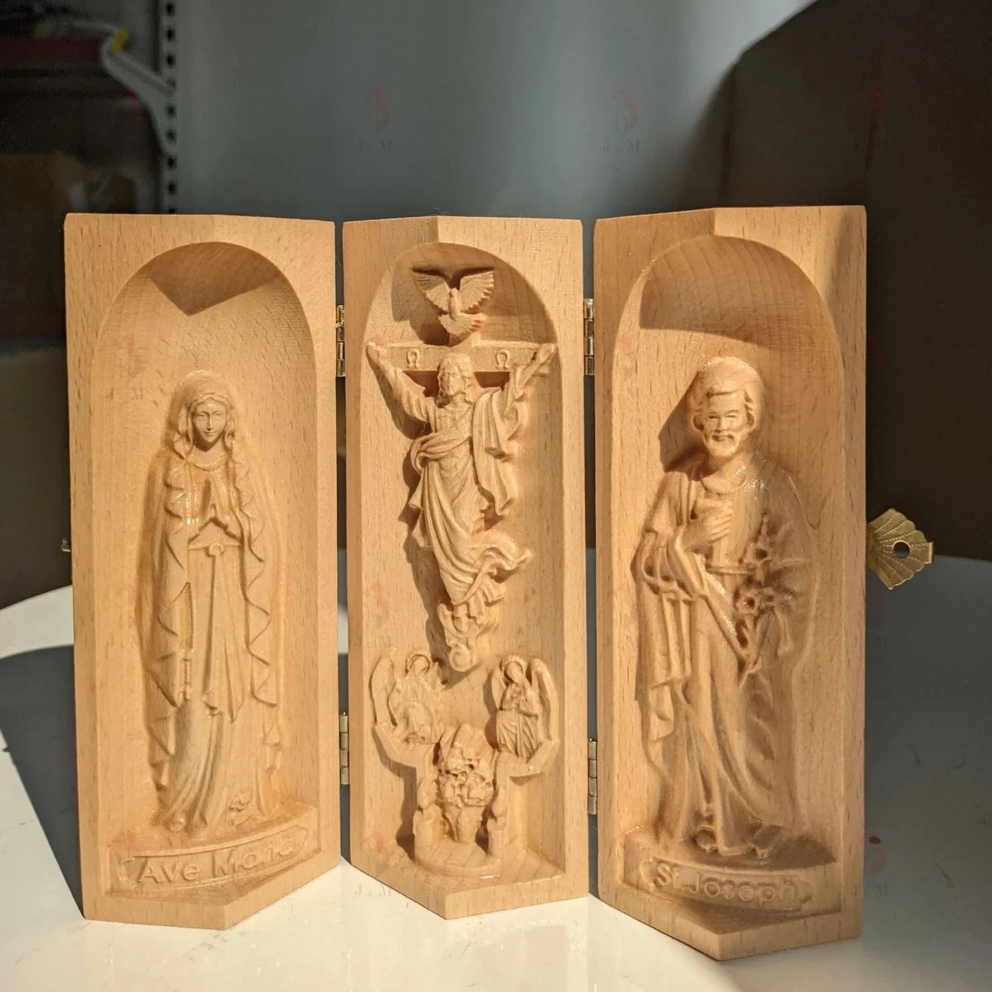 Wooden Triptych Altar for Family