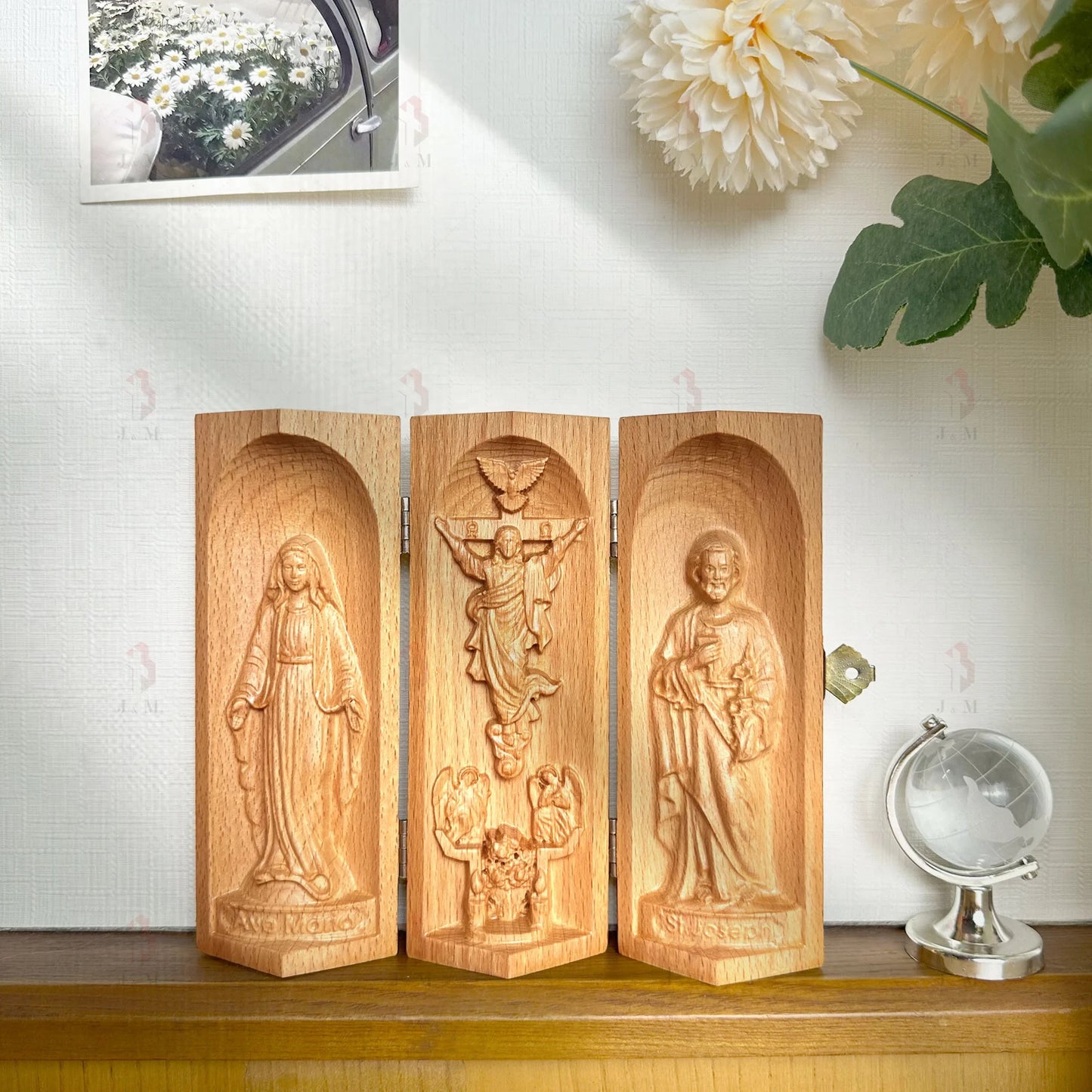 Wooden Triptych Altar for Family