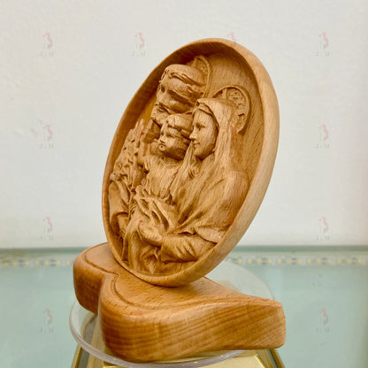 Holy Family Figurine, Wooden Table Top Decor Religious