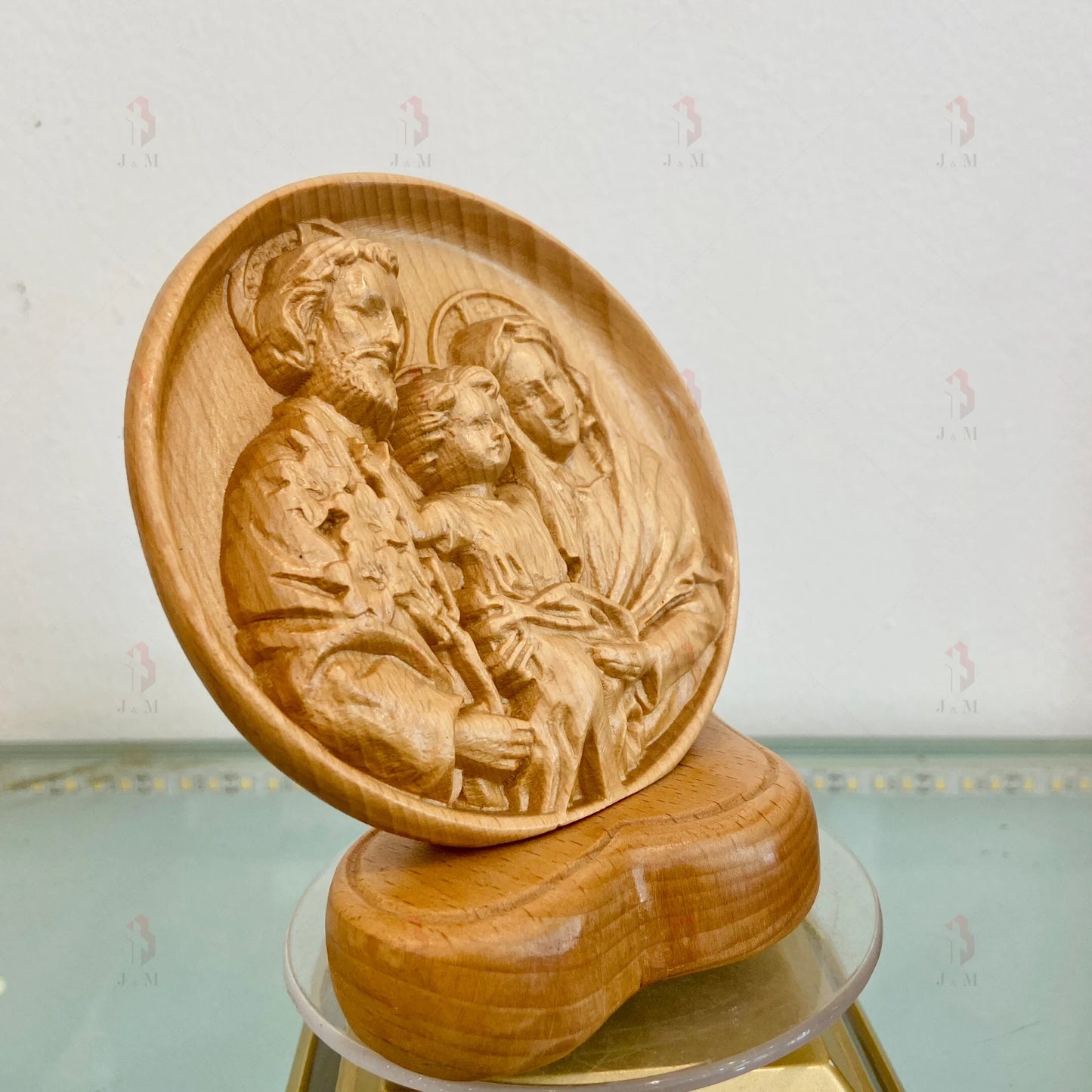 Holy Family Figurine, Wooden Table Top Decor Religious