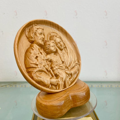 Holy Family Figurine, Wooden Table Top Decor Religious