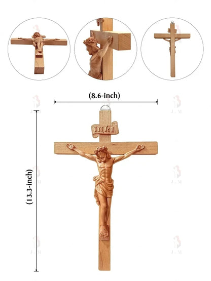 Wooden Crucifix Wall Cross | Statue of Jesus Hanging Wall Decor