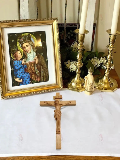 Wooden Crucifix Wall Cross | Statue of Jesus Hanging Wall Decor