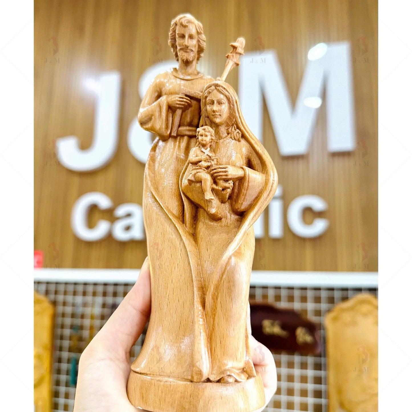 Holy Family Jesus- Virgin Mary- St Joseph Christian Sculpture Christian Art Home Decor and Gifts Religious Icons of Saint Prayer Altar