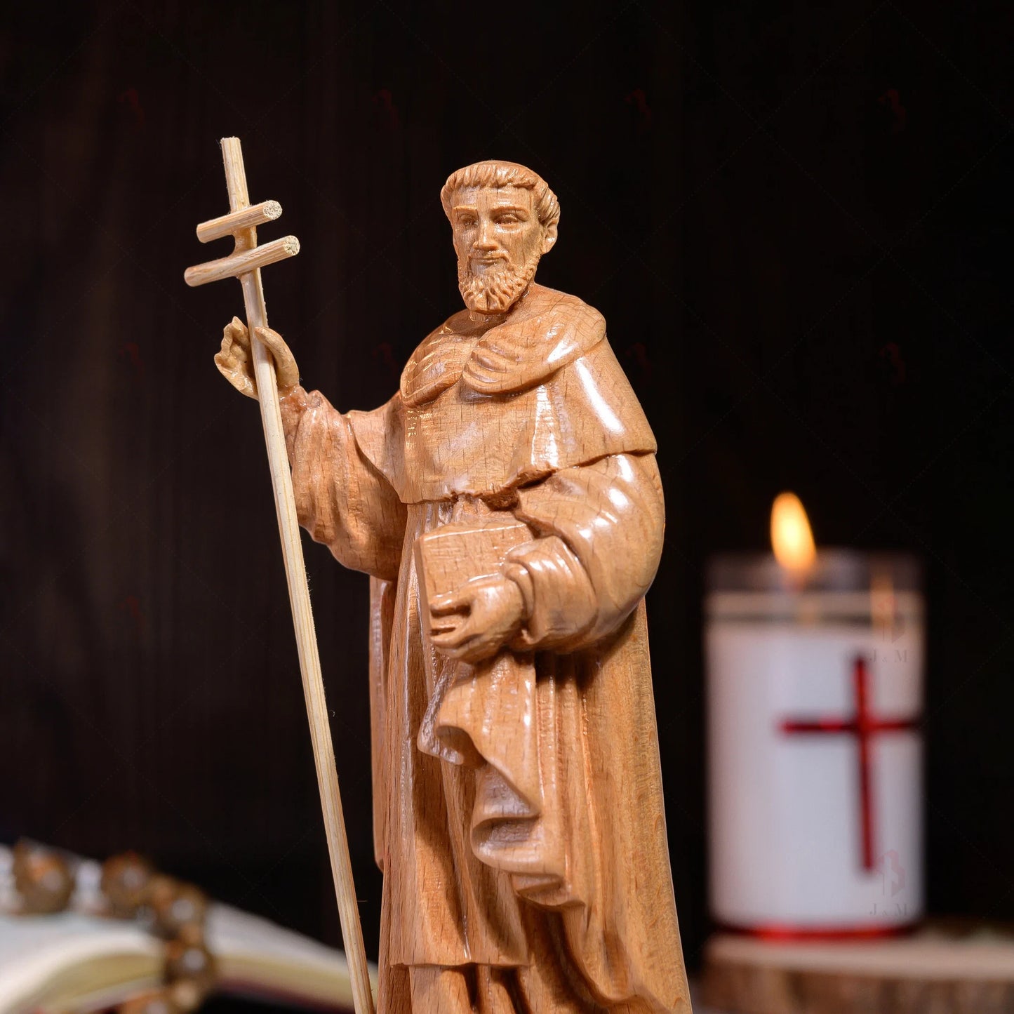 Saint Dominic Statue Wood Carving 5.9inches