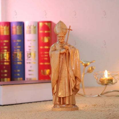 Pope Saint John Paul II Wooden Statue 7.9inches