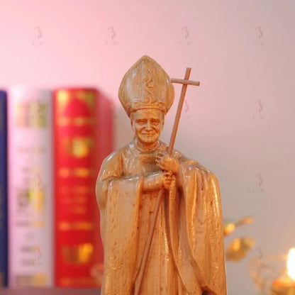 Pope Saint John Paul II Wooden Statue 7.9inches