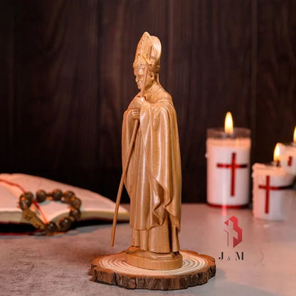 Pope Saint John Paul II Wooden Statue 7.9inches