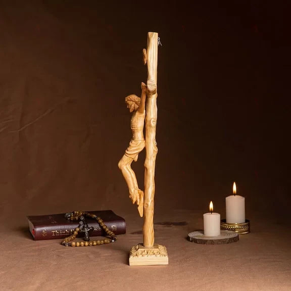 Christ Crucifixion Wood Carving, Religious Catholic Statue, Wooden Religious Gifts, Catholic Prayer Wooden Christ Crucifixes Prayer