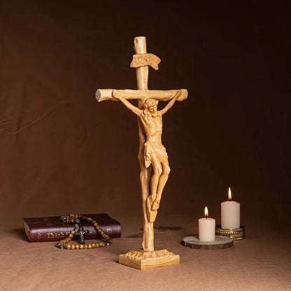 Christ Crucifixion Wood Carving, Religious Catholic Statue, Wooden Religious Gifts, Catholic Prayer Wooden Christ Crucifixes Prayer