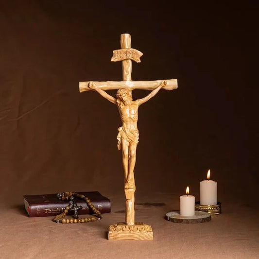 Christ Crucifixion Wood Carving, Religious Catholic Statue, Wooden Religious Gifts, Catholic Prayer Wooden Christ Crucifixes Prayer