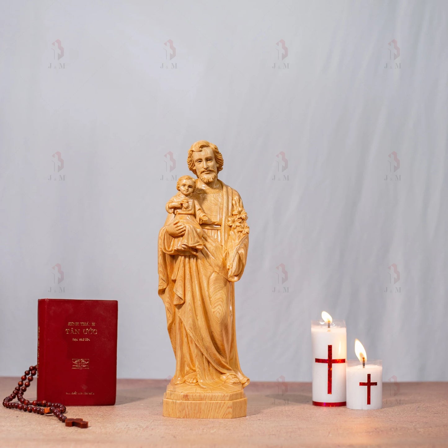 St Joseph & Child Statue | Hand Carved | Multiple Sizes