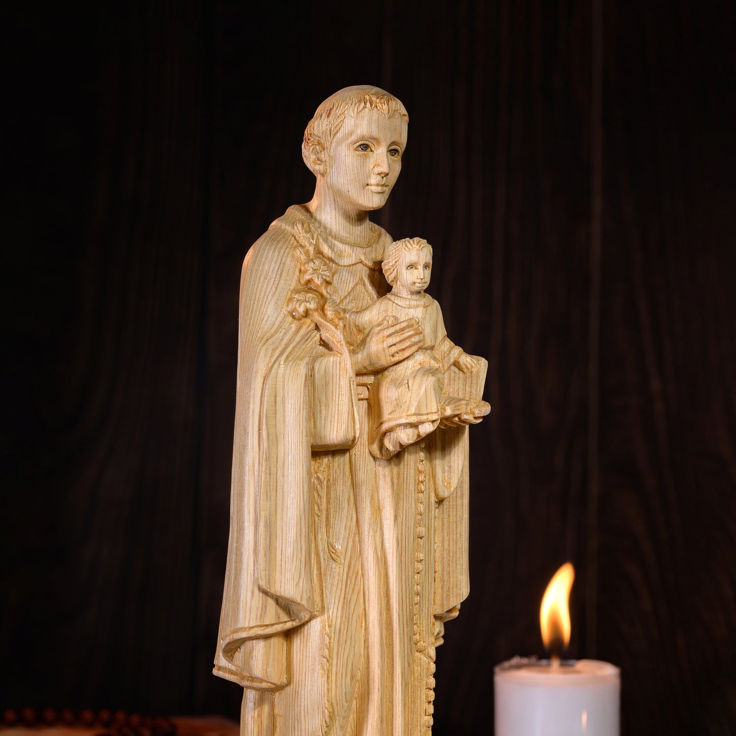 St. Anthony Wooden Statue | Saint Anthony Catholic Icon Wooden Statue | Saint Anthony of Padua Figurine