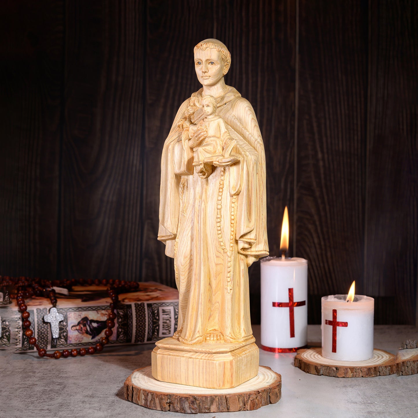 St. Anthony Wooden Statue | Saint Anthony Catholic Icon Wooden Statue | Saint Anthony of Padua Figurine