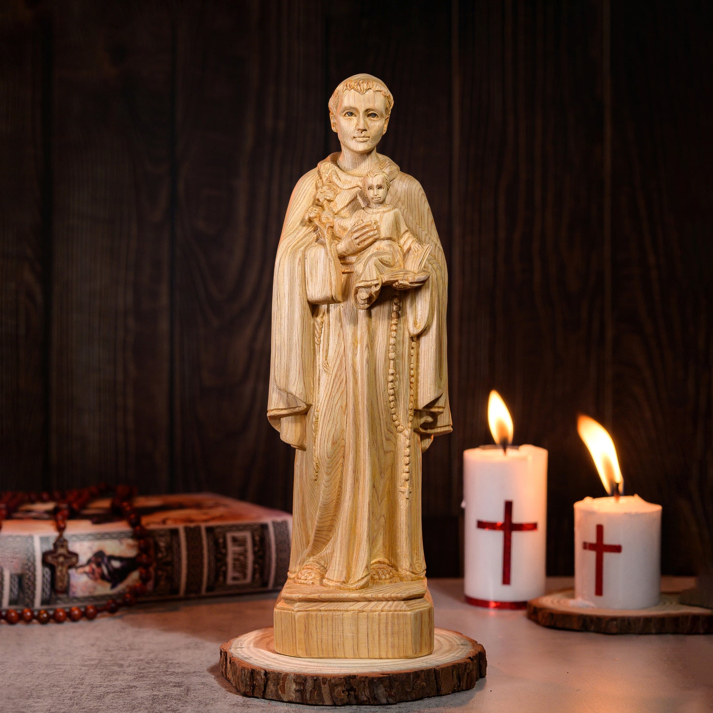 St. Anthony Wooden Statue | Saint Anthony Catholic Icon Wooden Statue | Saint Anthony of Padua Figurine