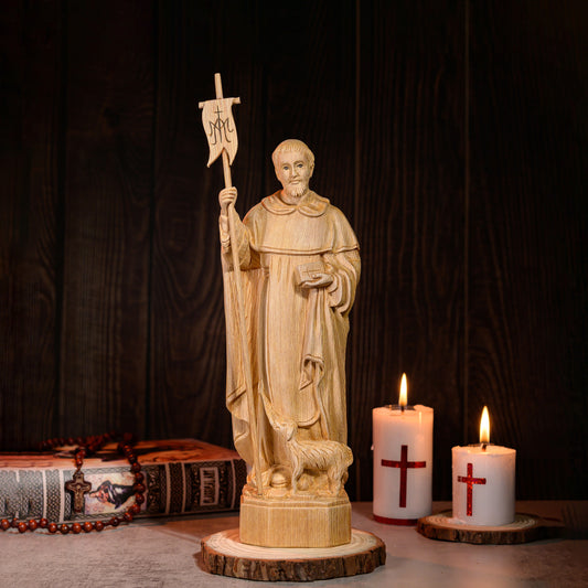 Beautifully Crafted Wooden St. Dominic Statue