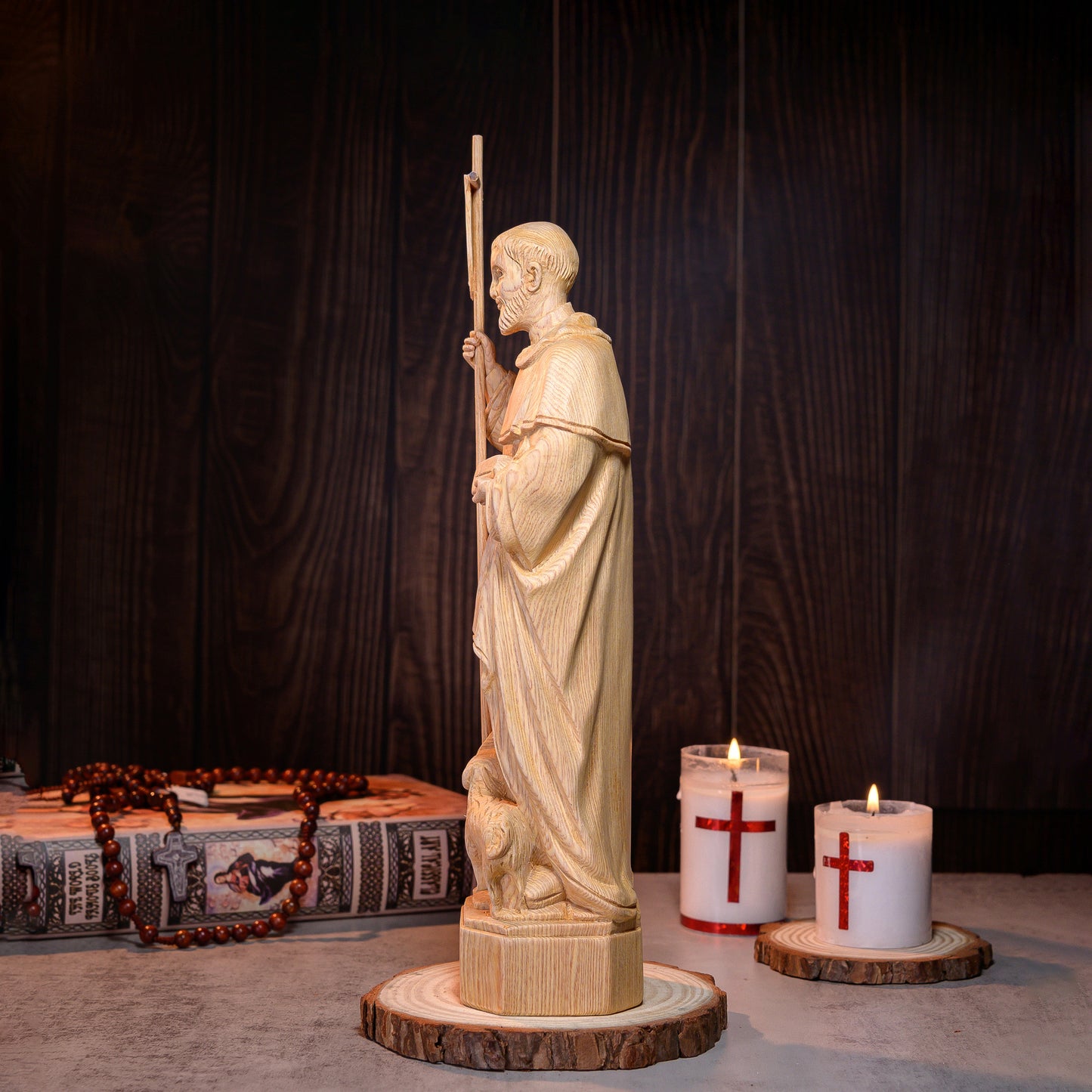 Beautifully Crafted Wooden St. Dominic Statue