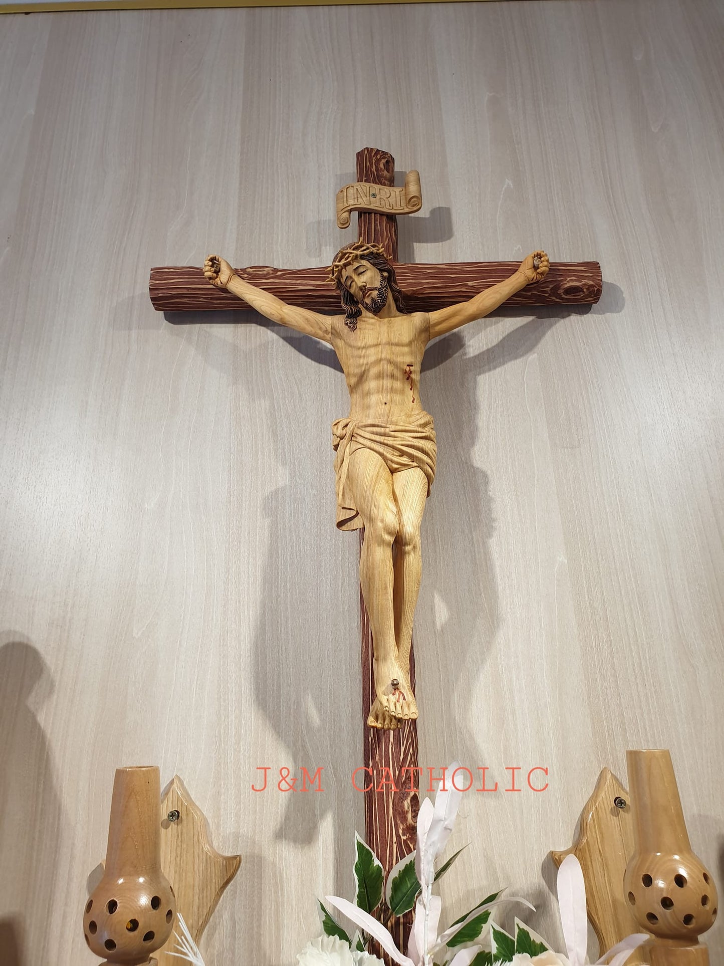 Handmade Crucifix Wall Cross, Wooden Hanging Crosses and Jesus, Religious Icon Housewarming Gift, Catholic Statue, Christian Gift,Home Decor