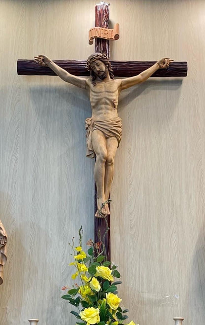 Handmade Crucifix Wall Cross, Wooden Hanging Crosses and Jesus, Religious Icon Housewarming Gift, Catholic Statue, Christian Gift,Home Decor