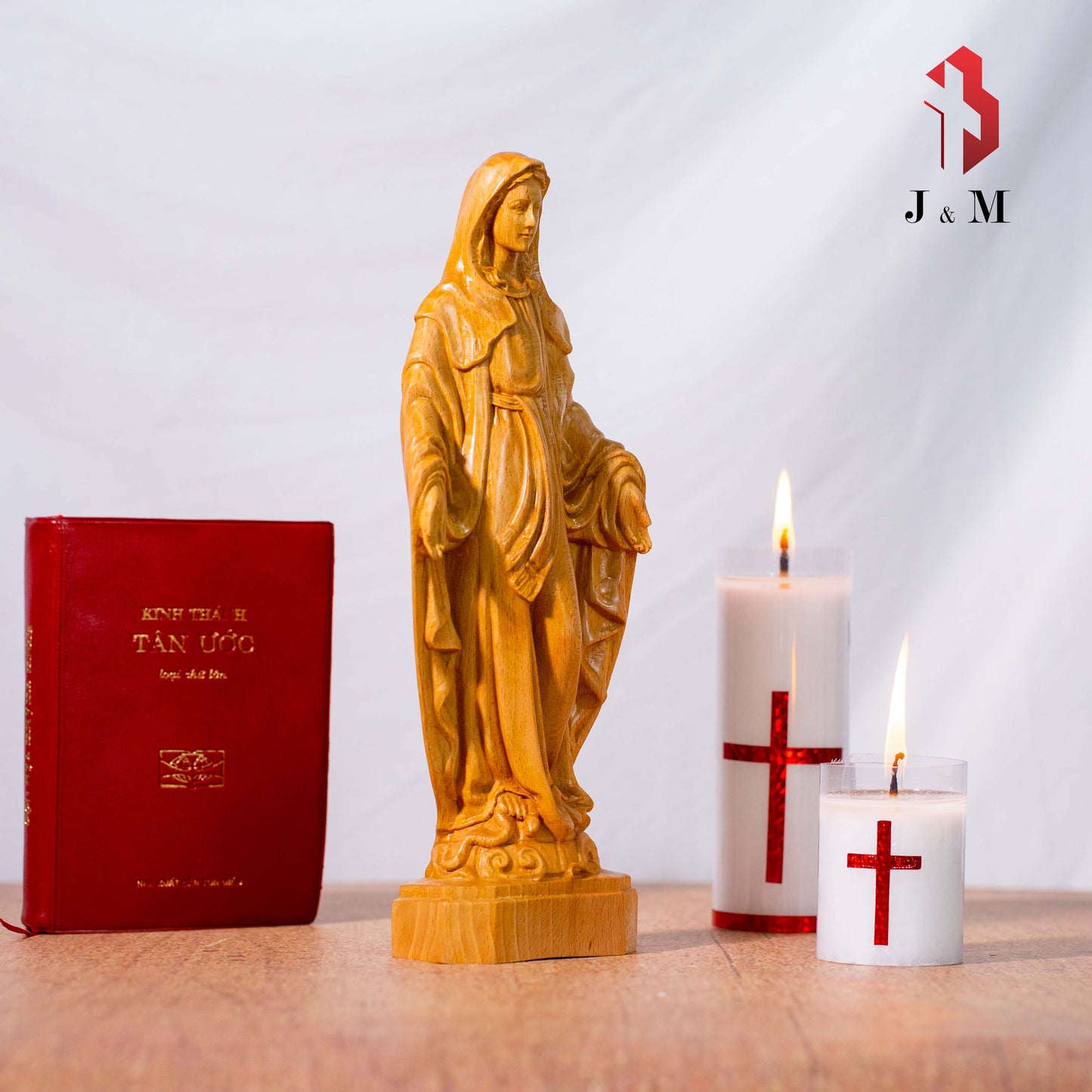 The wooden statue of Our Lady of Grace, Mary Statue mini 5.9in / 7.9in/ 11.8in