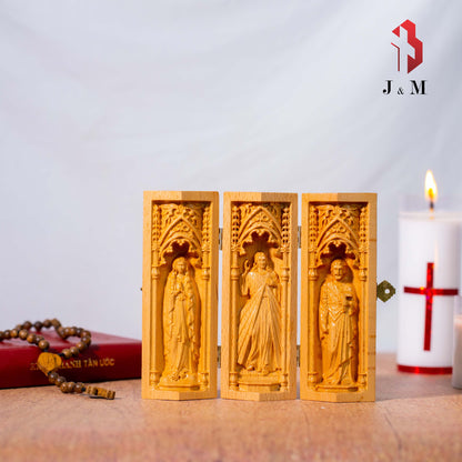 Wooden Prayer Altar Catholic, Portable Altar Catholic, Wooden Catholic Statue Home Decor, Religious Gift For Easter, Religious Gift