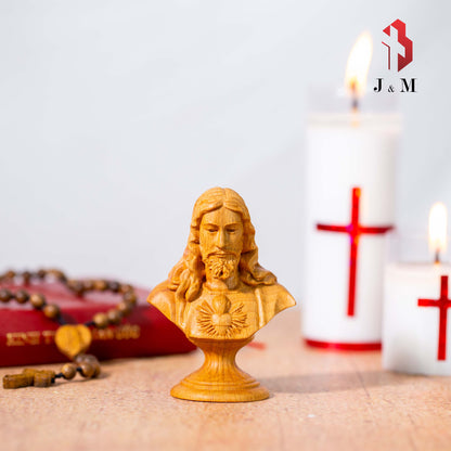 Hand Carved Wood Jesus Christ Blessing's Statue, Religious Catholic Statue, Wooden Jesus Christ Blessing's Statue