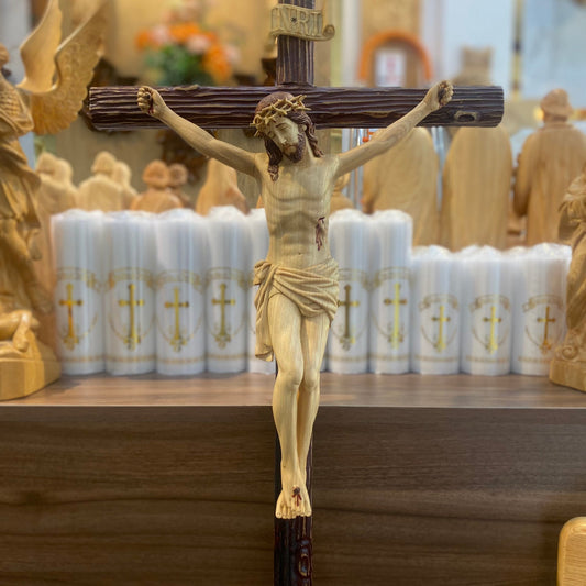 Handmade Crucifix Wall Cross, Wooden Hanging Crosses and Jesus, Religious Icon Housewarming Gift, Catholic Statue, Christian Gift,Home Decor